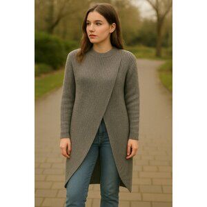 Gray sweater women open front duster sweater size S